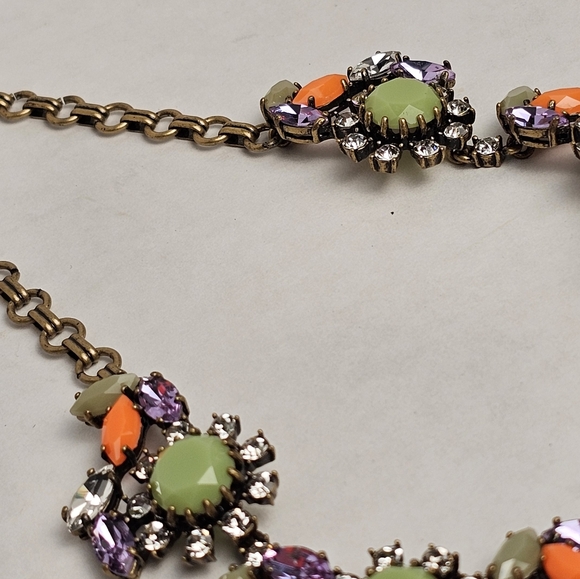 [J. CREW] Peas & Carrots Green & Orange Crystal Bib Statement Necklace - Picture 10 of 16